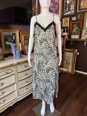 NWT Vintage 70s 80s Miss Dior Leopard Print Slip Dress Medium